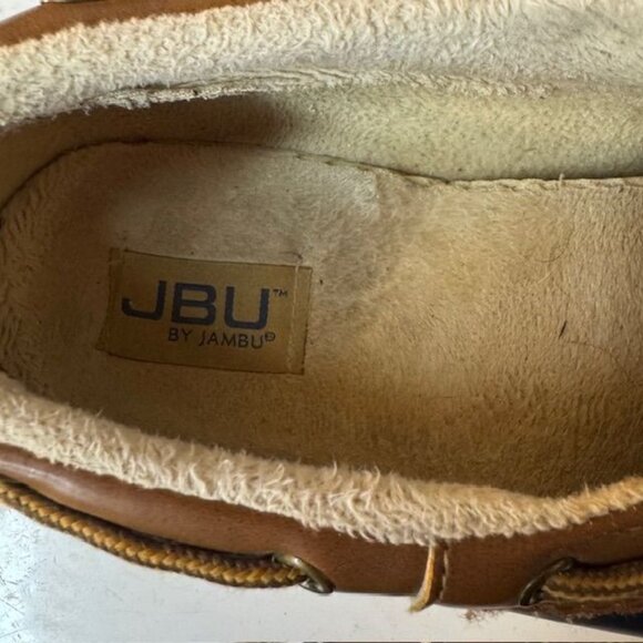 JBU By Jambu Womens Duck Shoes Size 8.5M Brown & Navy Waterproof Slip-On Rubber - Picture 4 of 6